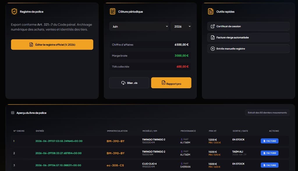 NegoDesk — livre de police numérique et exports conformes