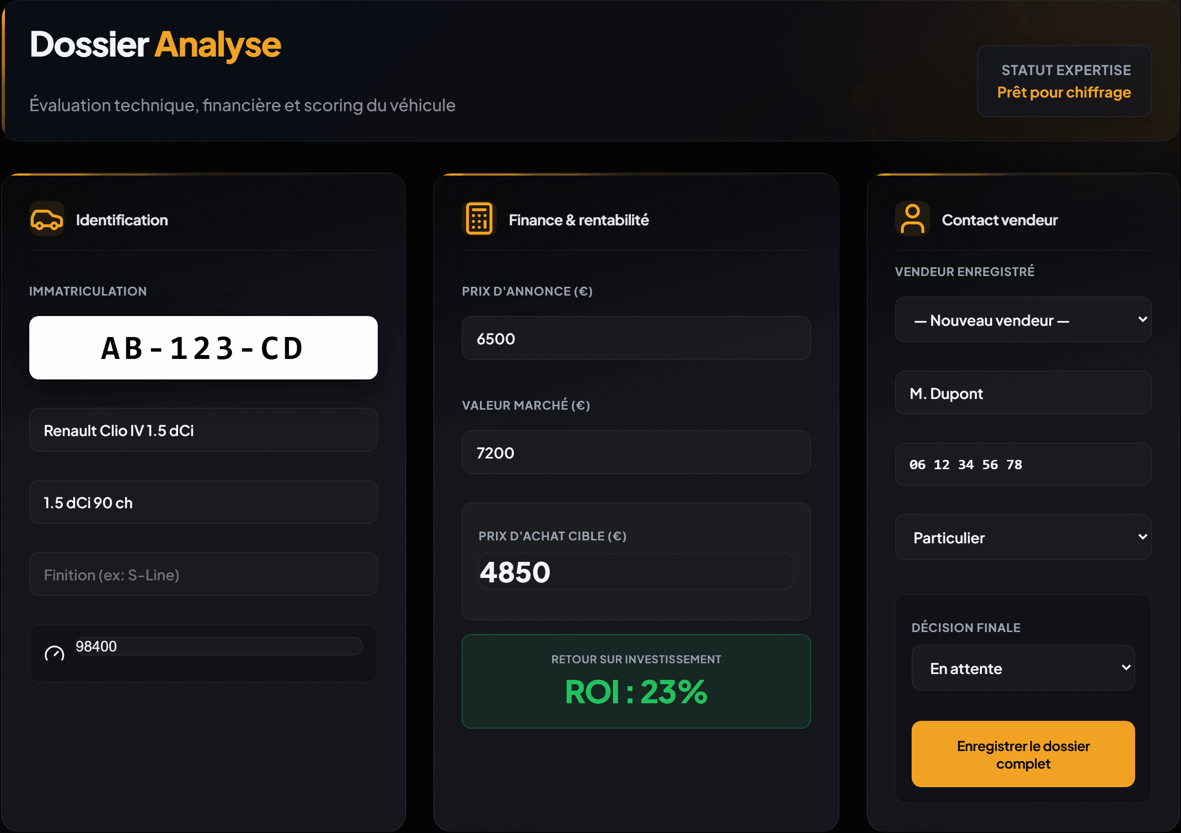 NegoDesk — marge nette estimée avant signature achat véhicule