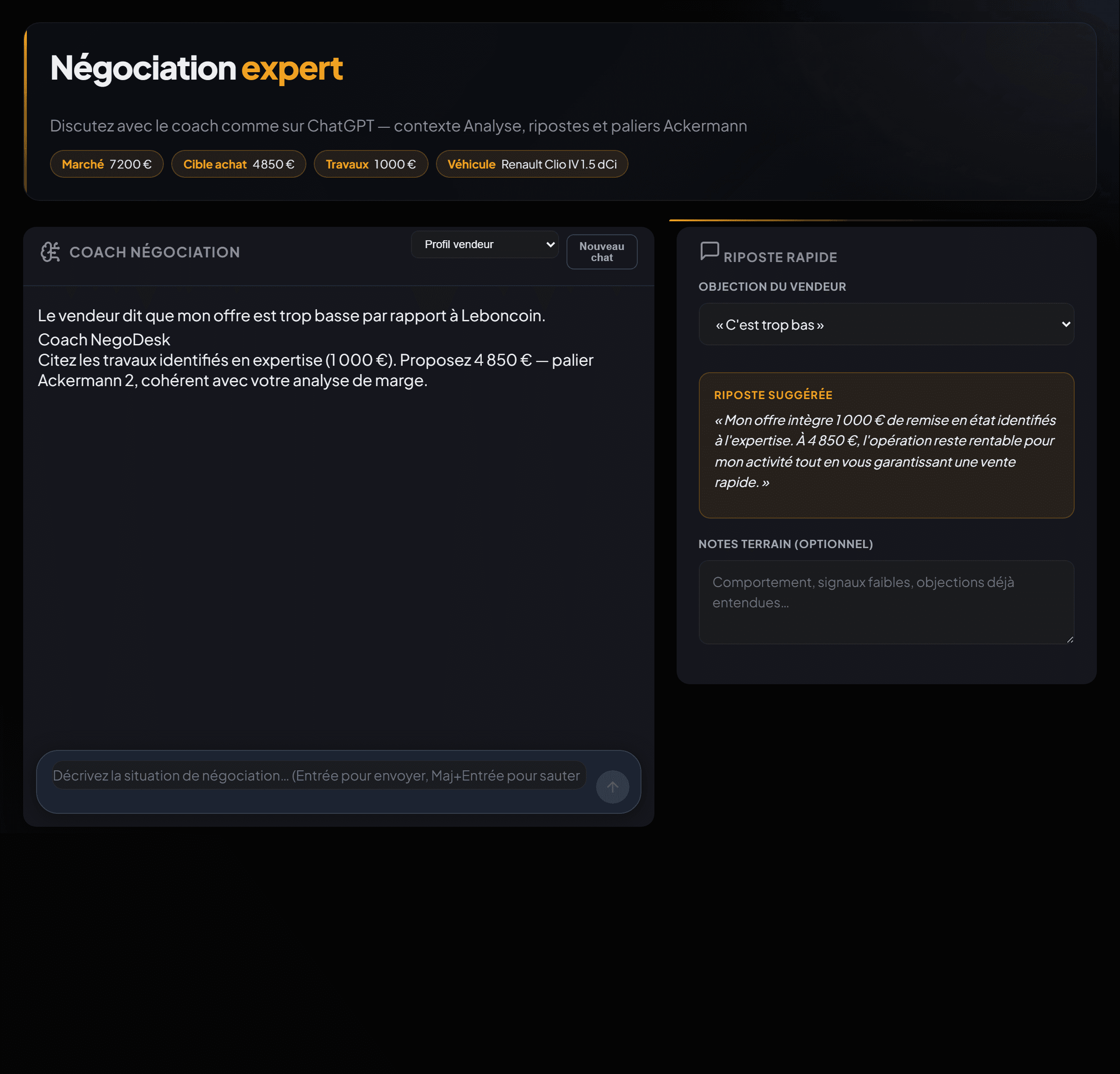NegoDesk — coach de négociation IA